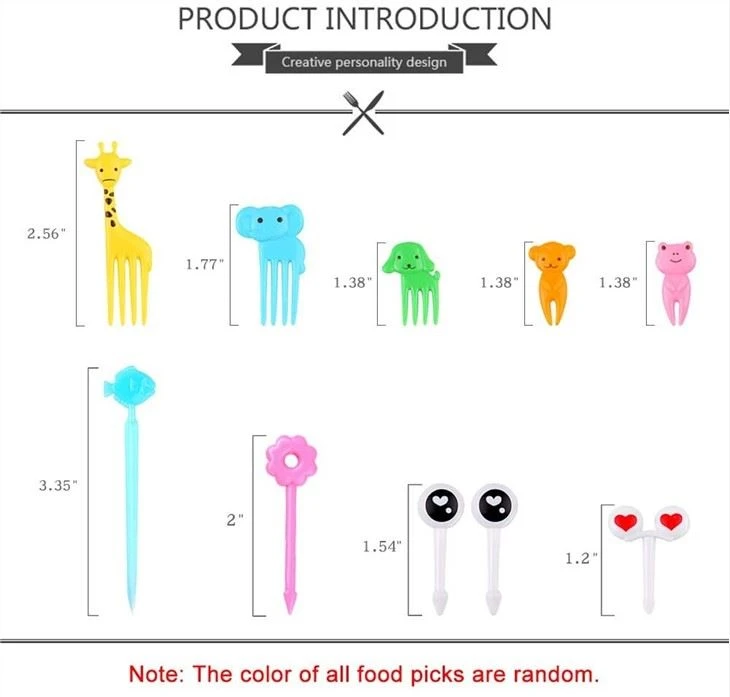 66 Pcs Animal Food Picks For Kids, Mini Bento Picks, Cute Cartoon Animal Fruit Food Toothpicks, Lunch Bento Box Picks Forks